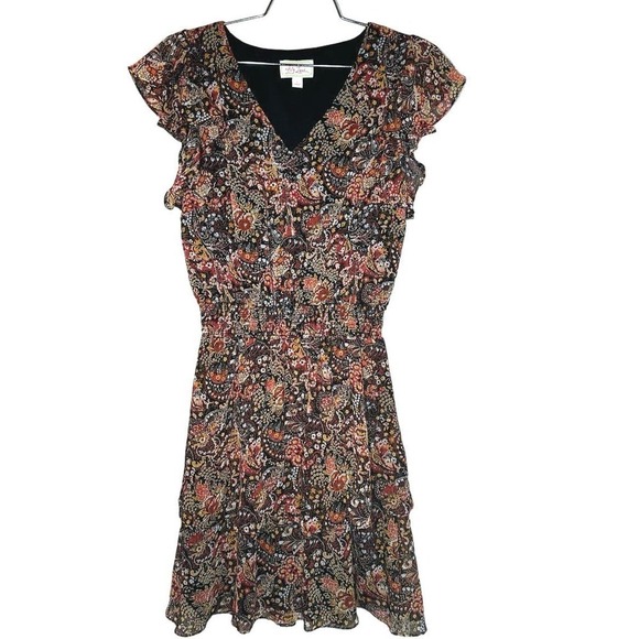 Ivy Lane Boho Print Chiffon tiered Dress Sz Small - Picture 1 of 6